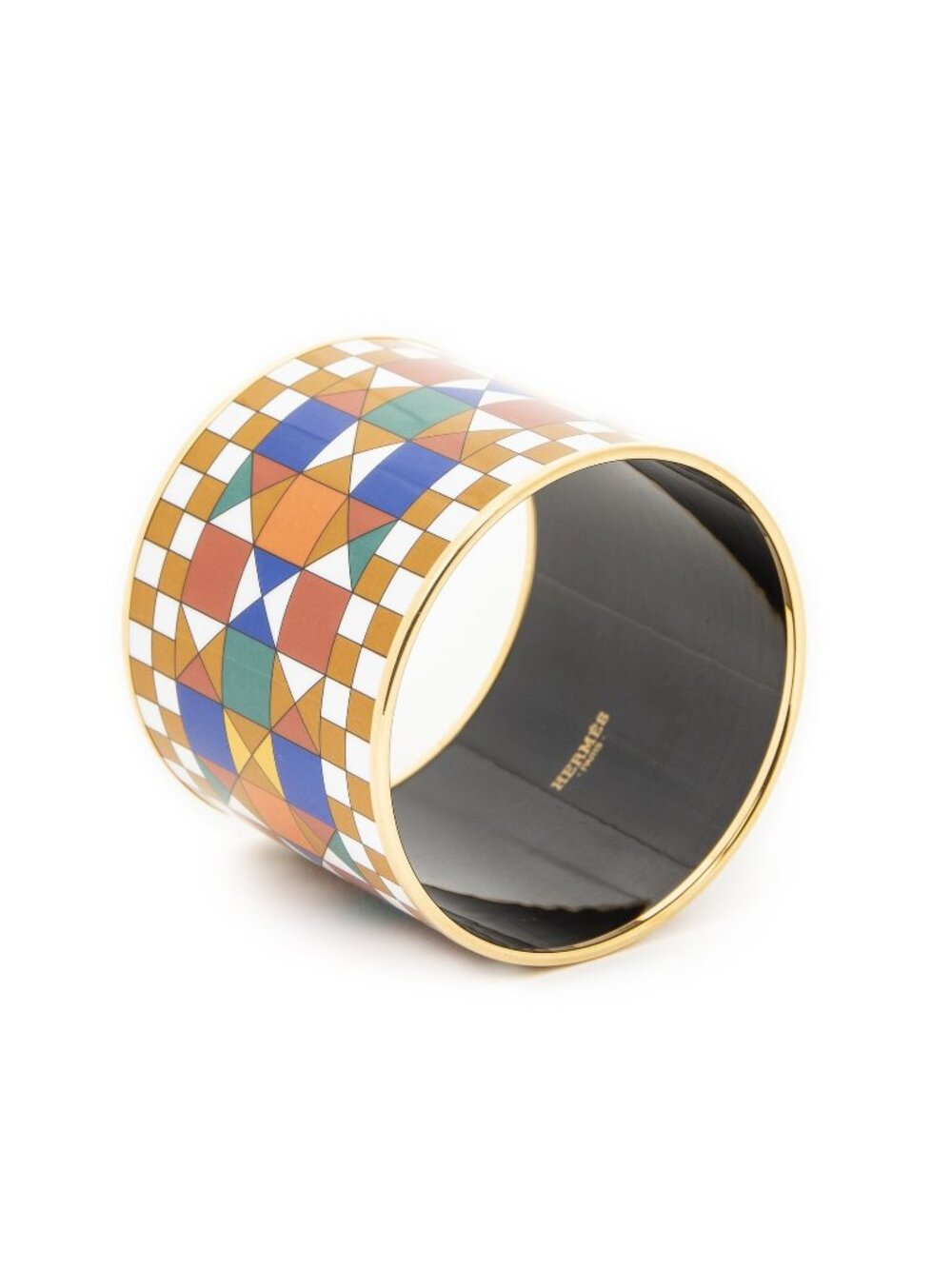 Hermes Enamel Bangle Multicolor Mosaic Motif Bracelet